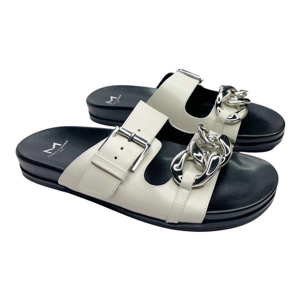 MARC FISHER Fresno Ivory Chunky Slip Sandals - Picture 2 of 9